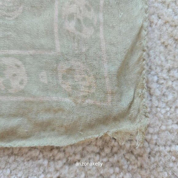 Alexander McQueen Silk Chiffon Classic Skull Scarf Sage Green - Picture 8 of 16